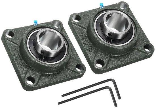 2 pezzi di bloklager UCF208 con foro 40mm, autoallineante, lager in acciaio inox cromato, guaina quadrata, base in ghisa fissa