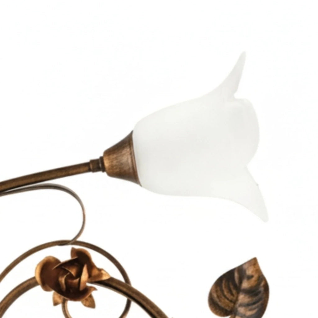 Plafoniera Arte Povera Cestino 5 Luci Marrone e Bianco LuceArt Classic