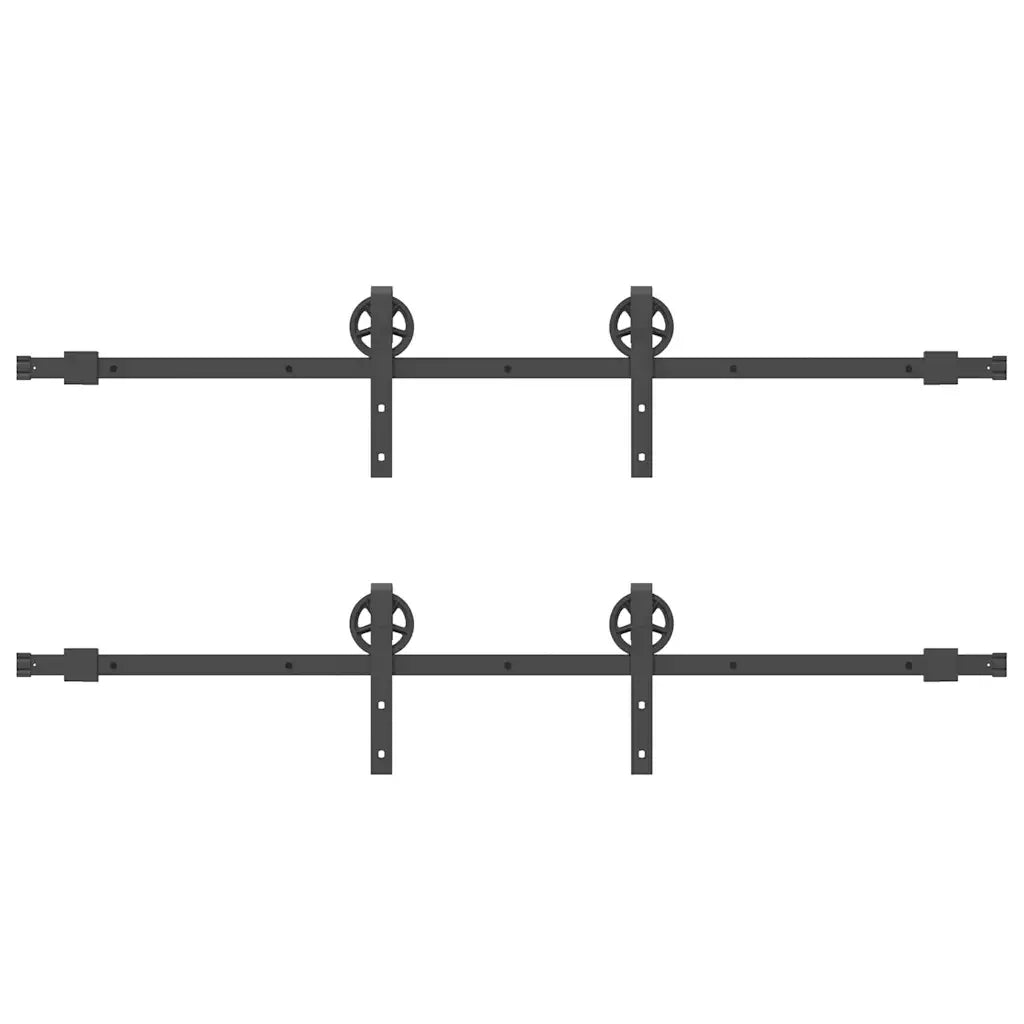 Kit di Binari per Porte Scorrevoli 366 cm Acciaio Nero CFW7698525