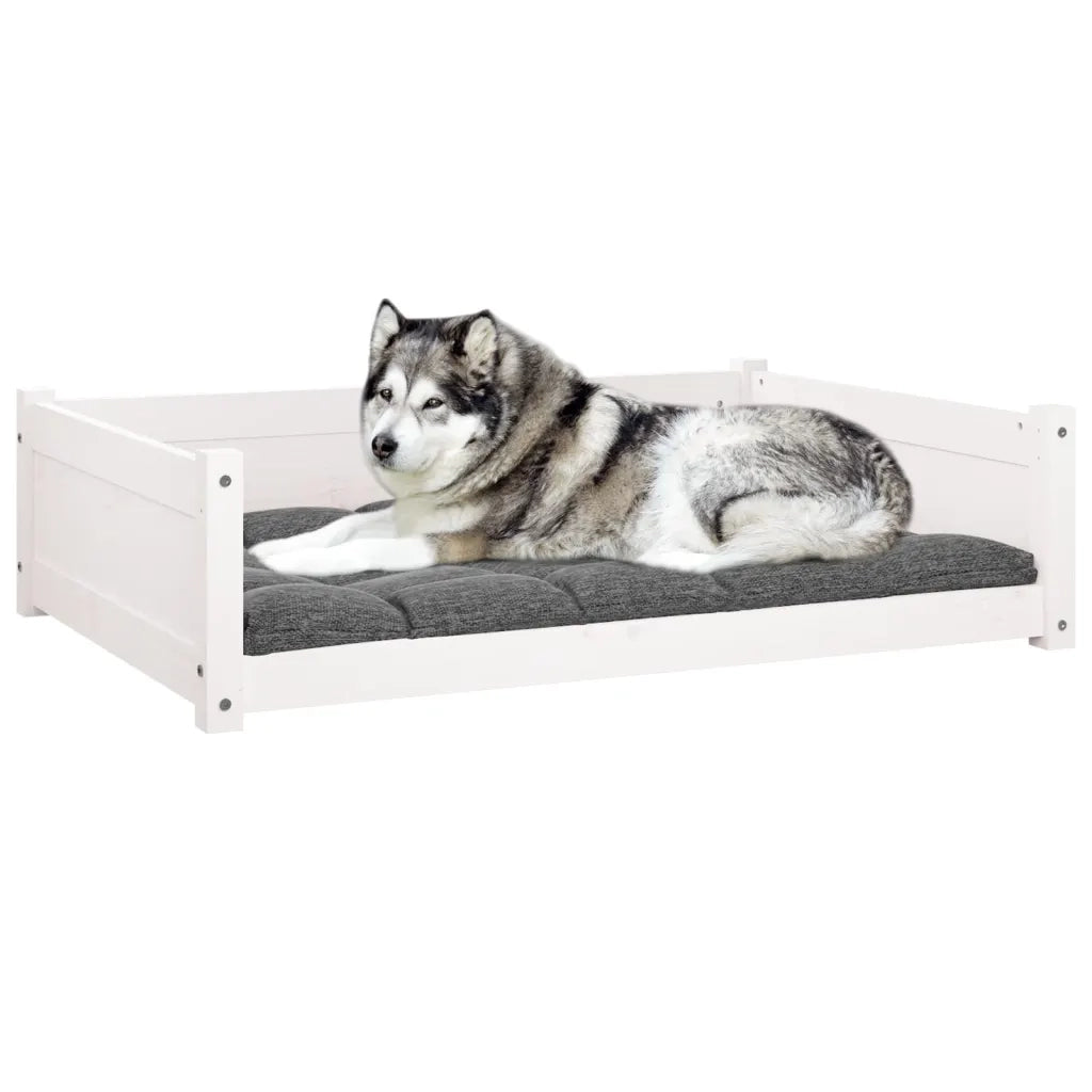 Cuccia per Cani Bianca 105,5x75,5x28 cm Legno Massello di Pino cod mxl 37270