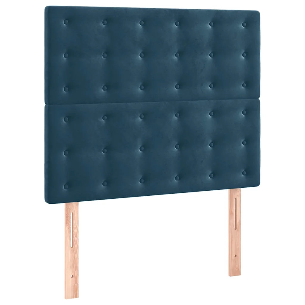 Letto a Molle con Materasso e LED Blu Scuro 90x190cm in Velluto 3136339