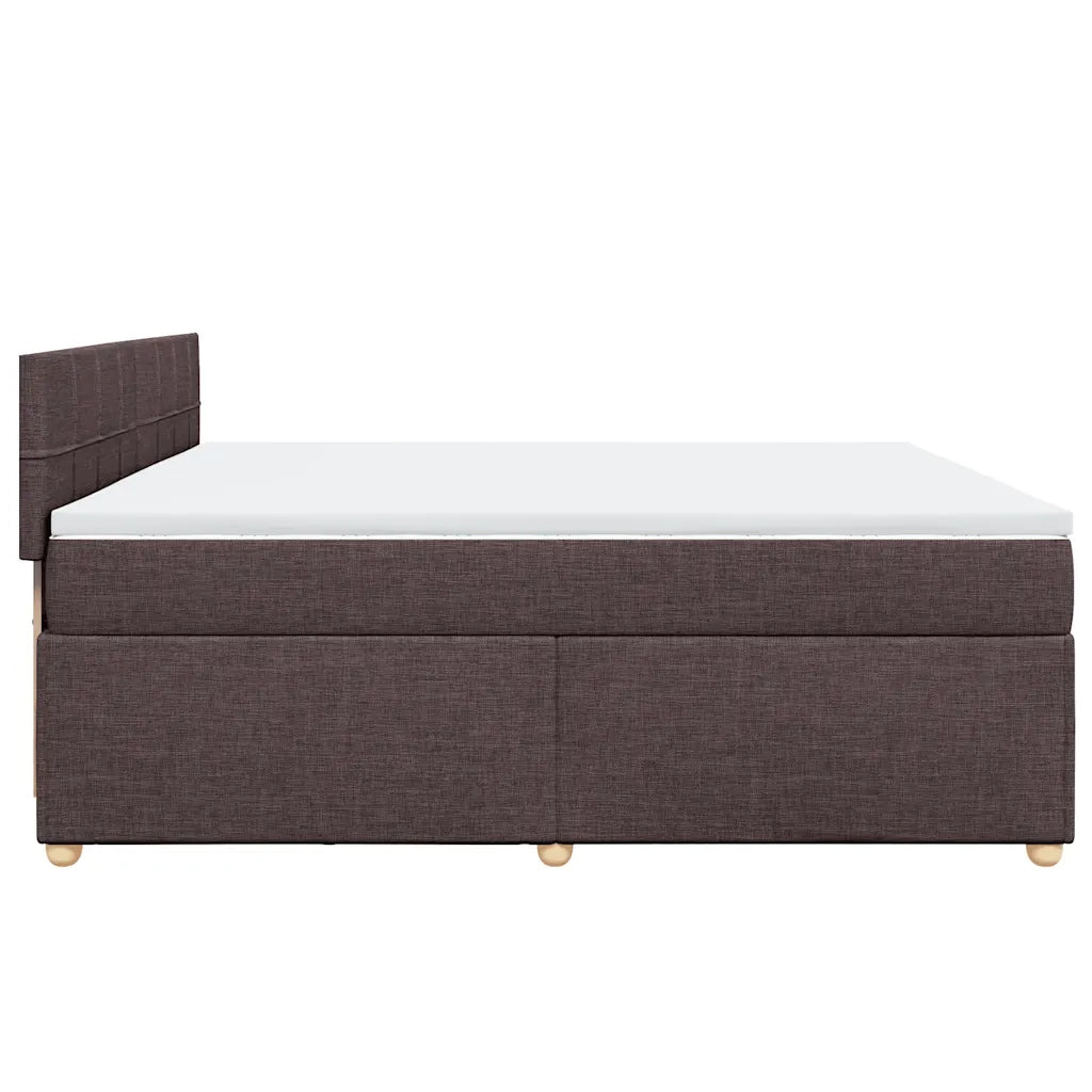 Giroletto a Molle con Materasso Marrone Scuro 200x200cm Tessuto