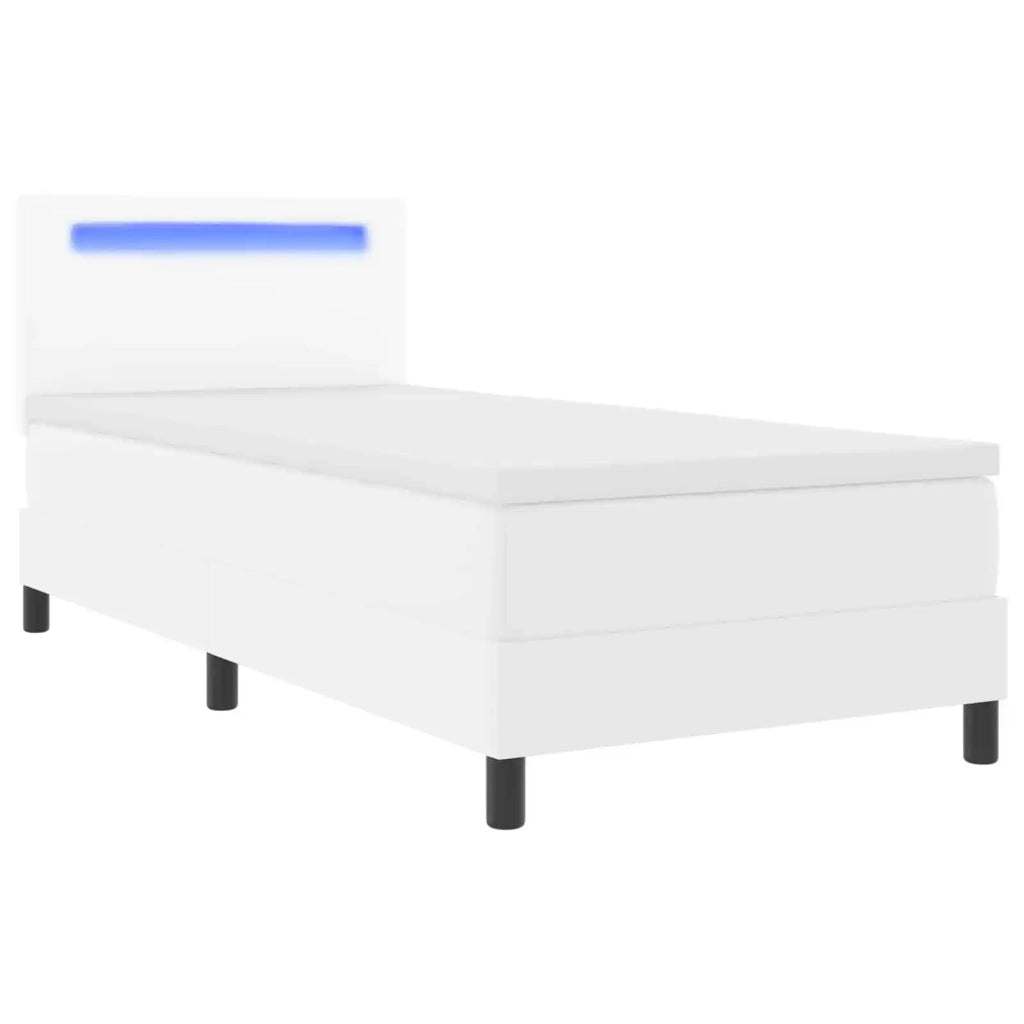 Letto a molle con materasso Bianco 90 x 200 cm Pelle sintetica 3339033