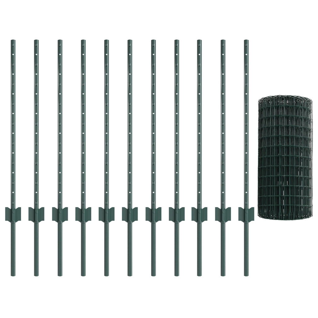 Set di Recinzione in Metallo Set di 2 Verde Metallo 25 m