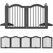 Cancelletto per cani autoportante con piedini, pieghevole, 4 pannelli, 208 x 29,5 x 61 cm, nero