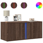 Mobile TV a Parete | Armadietto TV | Mobile Porta TV con Luci LED Rovere Marrone 80x31x35 cm