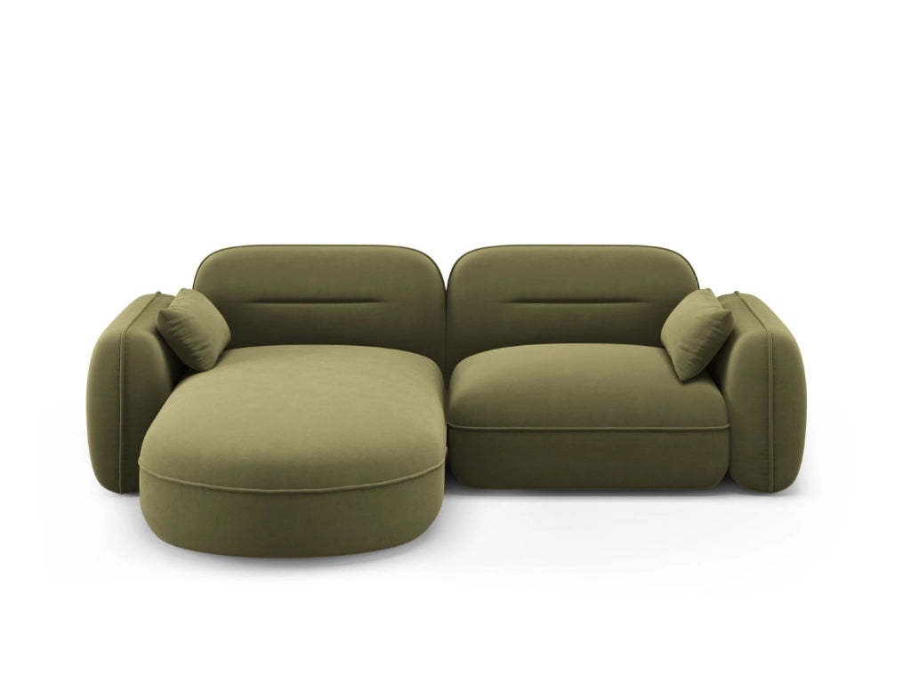 Cosmopolitan Design - Divano angolare modulare sinistro "Sydney" 3 posti in velluto verde chiaro 