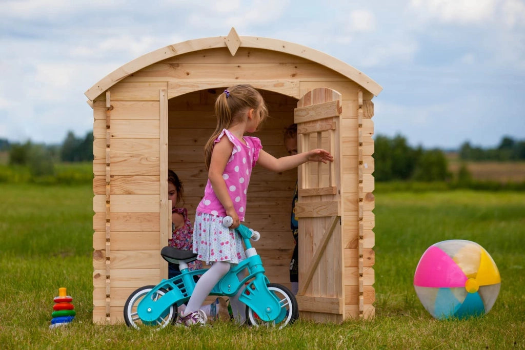Casetta legno per bambini CON PAVIMENTI - L112xL146xA145cm/ 1,1m2 -  Timbela M505
