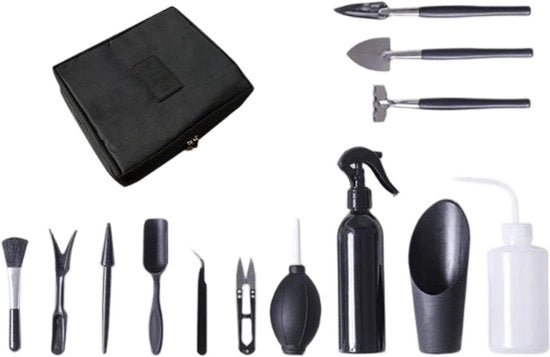 Set di attrezzi per bonsai - set di 13 attrezzi per giardinaggio - set di attrezzi per piante con tasca di conservazione - set di attrezzi per giardinaggio mini per piante da appartamento e coltivazione professionale di bonsai