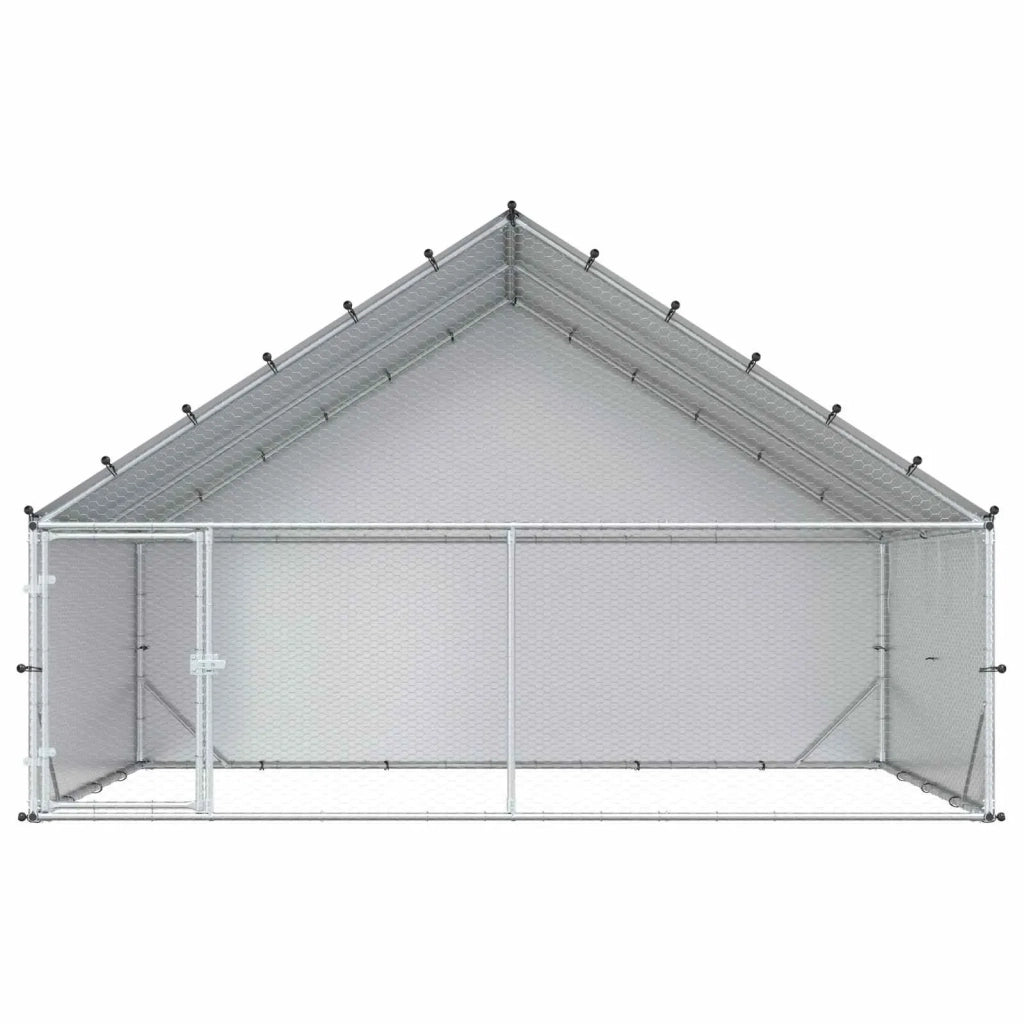 Pollaio con tetto Argento 300 x 200 x 190 cm Acciaio zincato 42042521