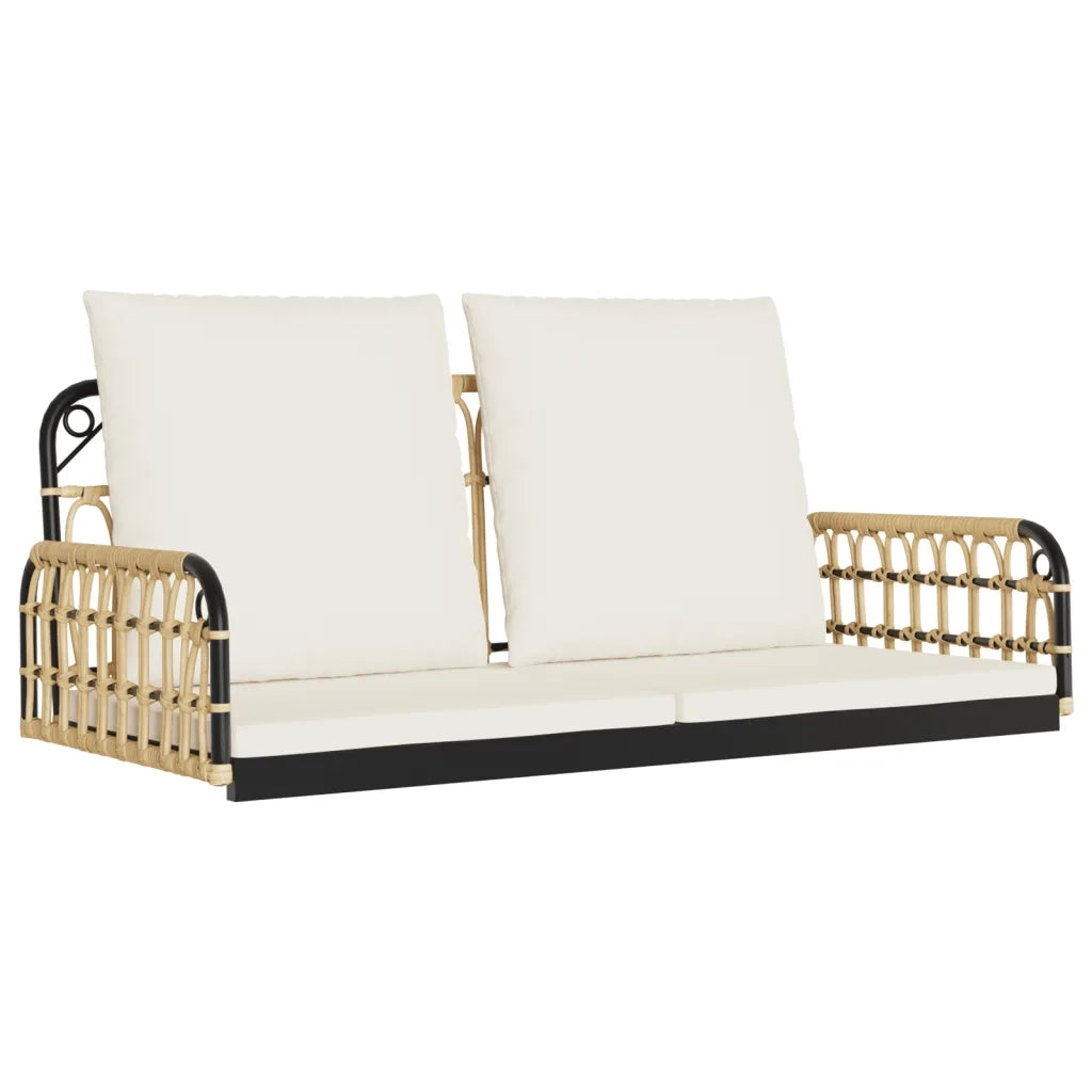 Panca da Giardino | Panchina a Dondolo con Cuscini 105x58x38cm Polyrattan e Acciaio