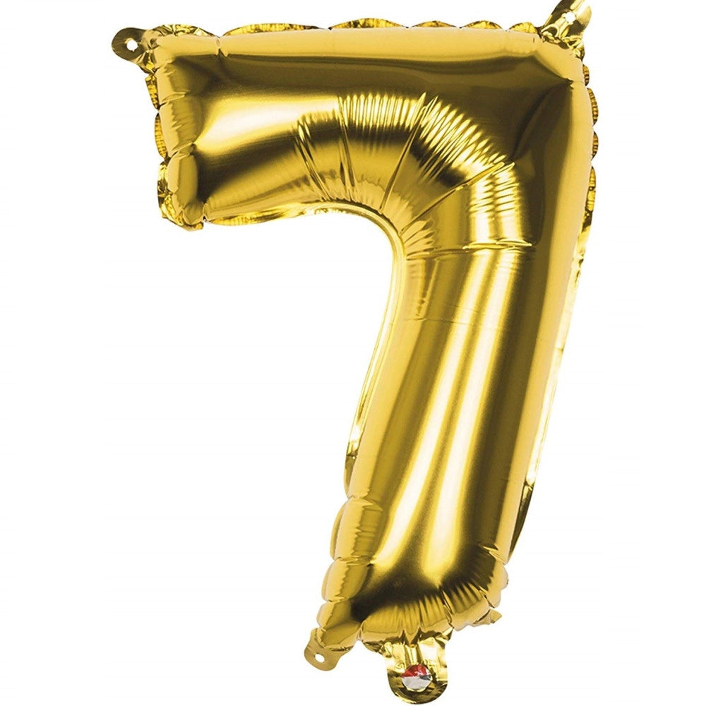 Trade Shop - Palloncino Numero 7 Oro 35cm Elio Decorazione Compleanno Party Festa -