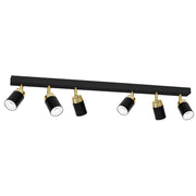 Barra 6 faretti orientabili Reno nero/oro GU10 Luminex