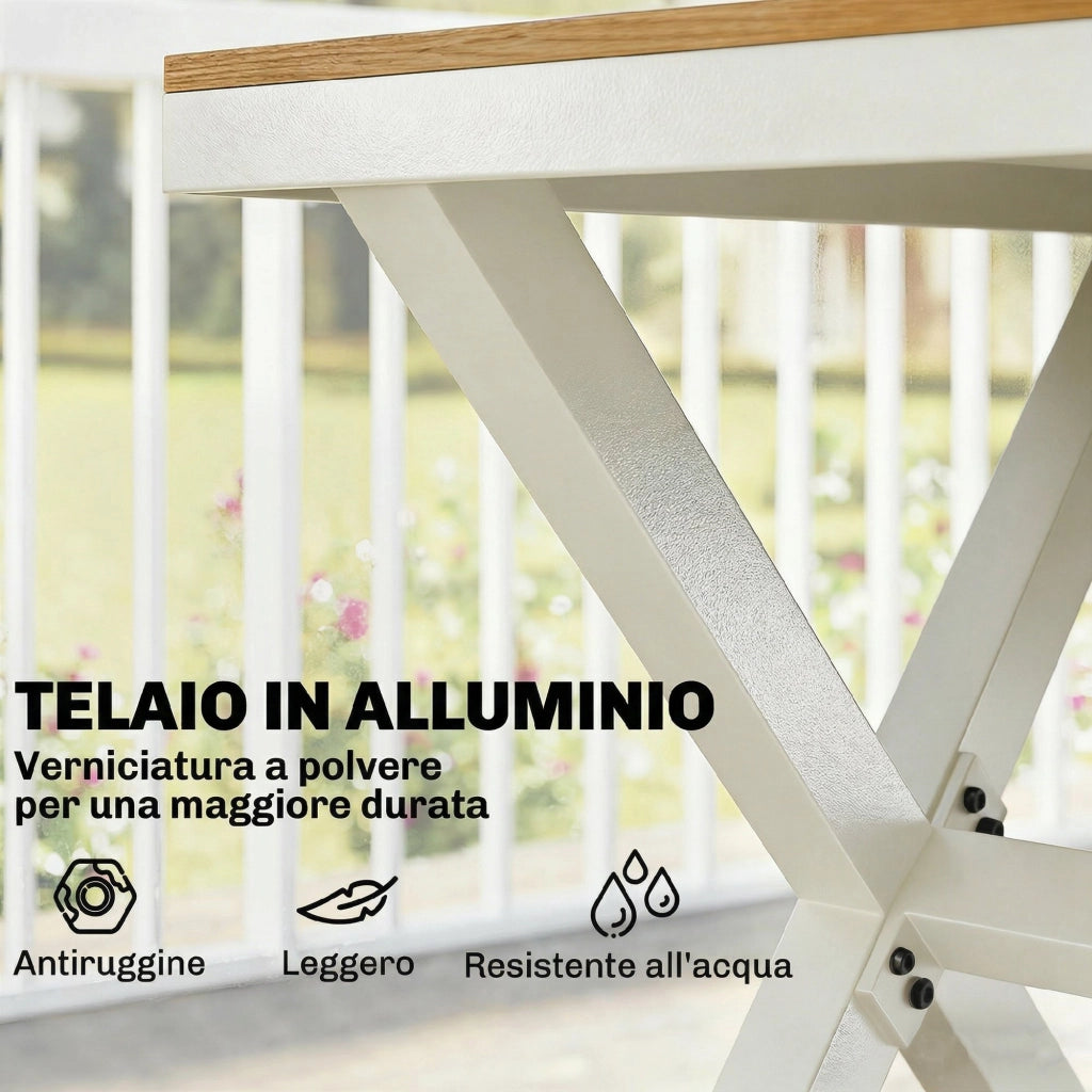 Set di Sedie da Pranzo per Esterni 7 Pezzi in Teak e Alluminio ¨C Zephmum ¨C Grigio