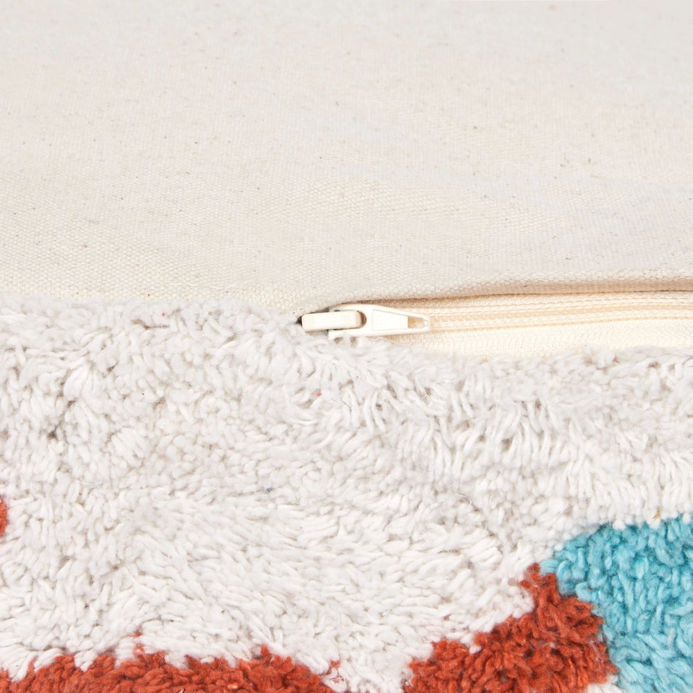Cuscino da terra in cotone bianco e multicolore 55 x 55 x 20 cm Tessuto quadrato a motivi geometrici Pouf da seduta