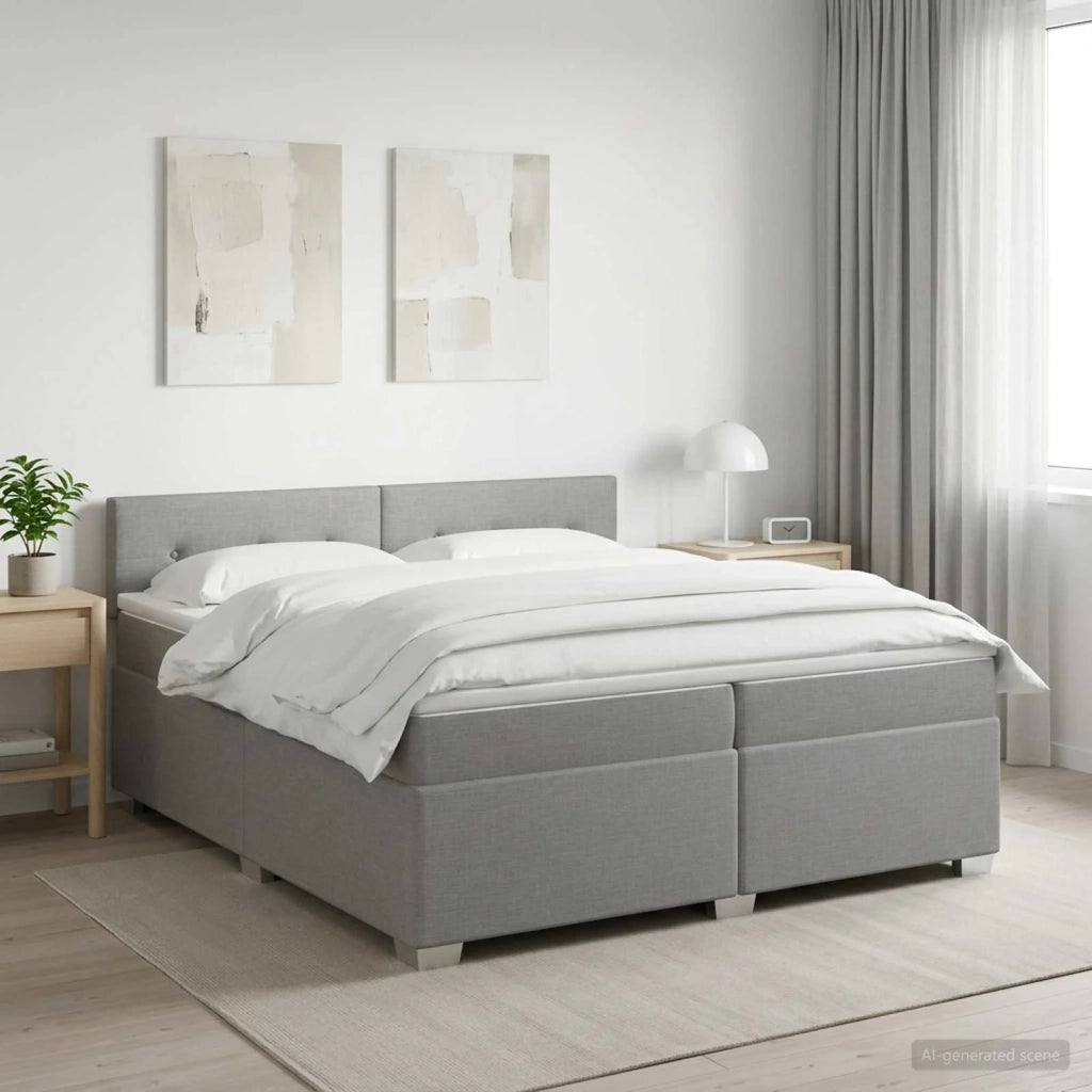Letto con Box Spring, Materasso e LED Grigio Chiaro Tessuto 3452022