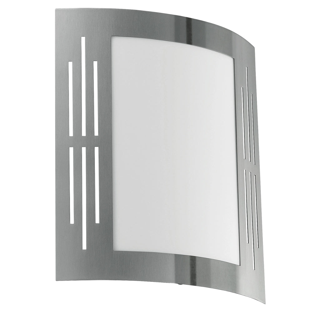 Applique Esterno Contemporanea City Acciaio Argento 1 Luce E27