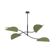 Plafoniera Moderna Ares Acciaio Nero Verde 4 Luci E14 Ip20