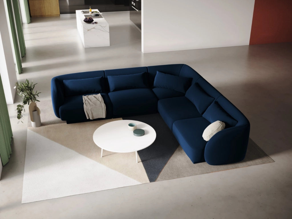 Cosmopolitan Design - Divano angolare reversibile "Tulum" 5 posti in velluto blu reale 