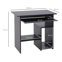 Scrivania PC Moderna in Legno con Ripiano per CPU e Spazio per Tastiera Estraibile, 80x45x75 cm, Nero