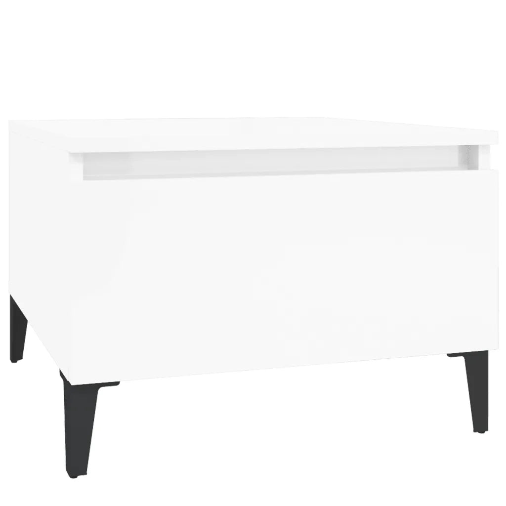 Tavolini 2 pz | Tavolo laterale Bianco Lucido 50x46x35 cm in Legno Multistrato