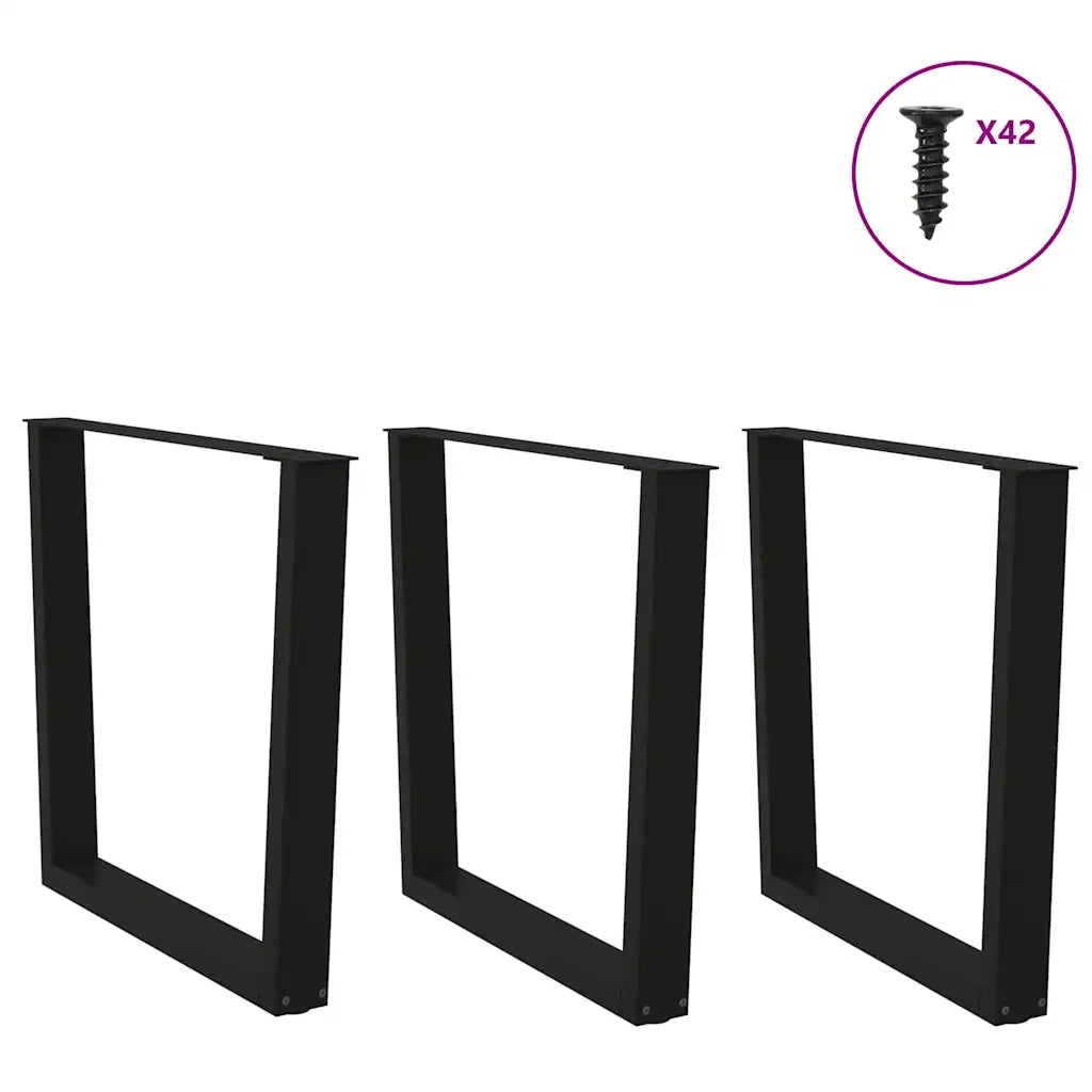 Gambe per tavolo da pranzo a forma di V 3 pz | Piede del tavolo nere 90x(72-73,3) cm in acciaio