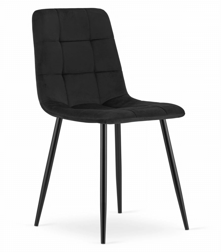 Sedia Valora PYRA in velluto nero dal design moderno per soggiorno x4