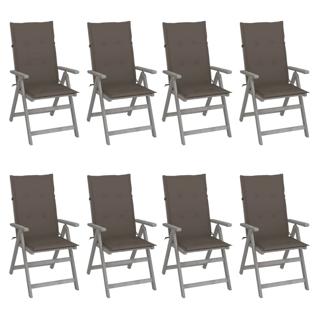 Sedie Giardino Reclinabili 8pz Cuscini Massello Acacia Grigio cod mxl 8512