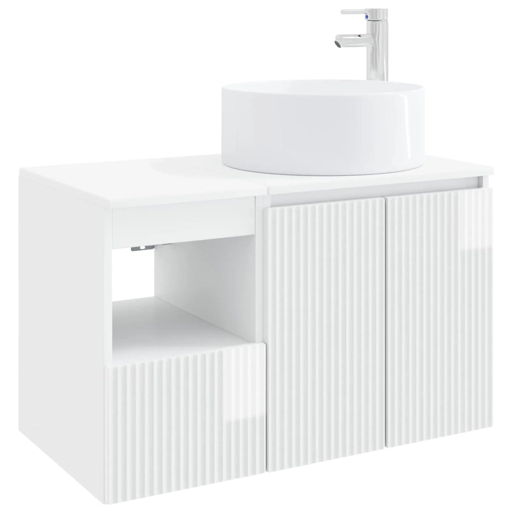 Set di mobili per il bagno 2 pz Bianco Lucido 3404108