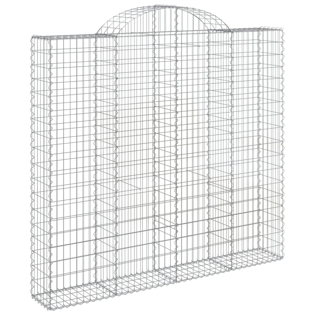 Set di 4 gabbioni ad arco per recinzione gabbia o muro di contenimento 200 x 50 x 180/200 cm ferro zincato argento 02_0041445