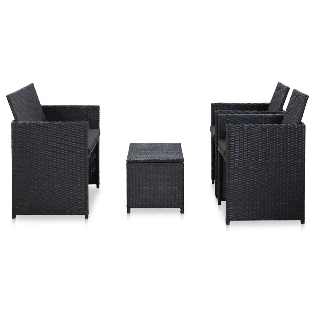 Set Divani da Giardino 4 pz con Cuscini in Polyrattan Nero 46390