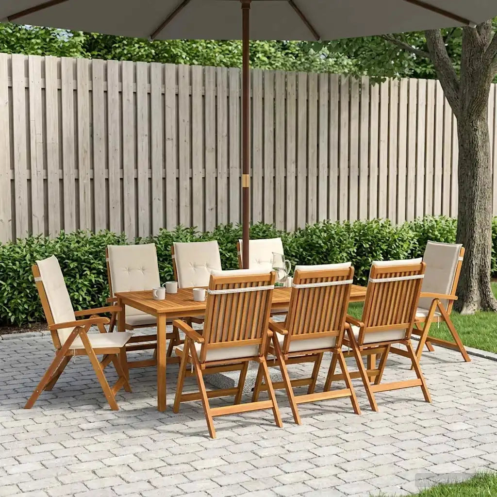 Set da pranzo da giardino da 9 pezzi Naturale 3434584