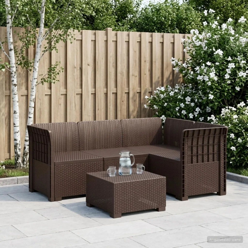 Divano da Giardino 4 Posti Aspetto Rattan PP Marrone 3443959