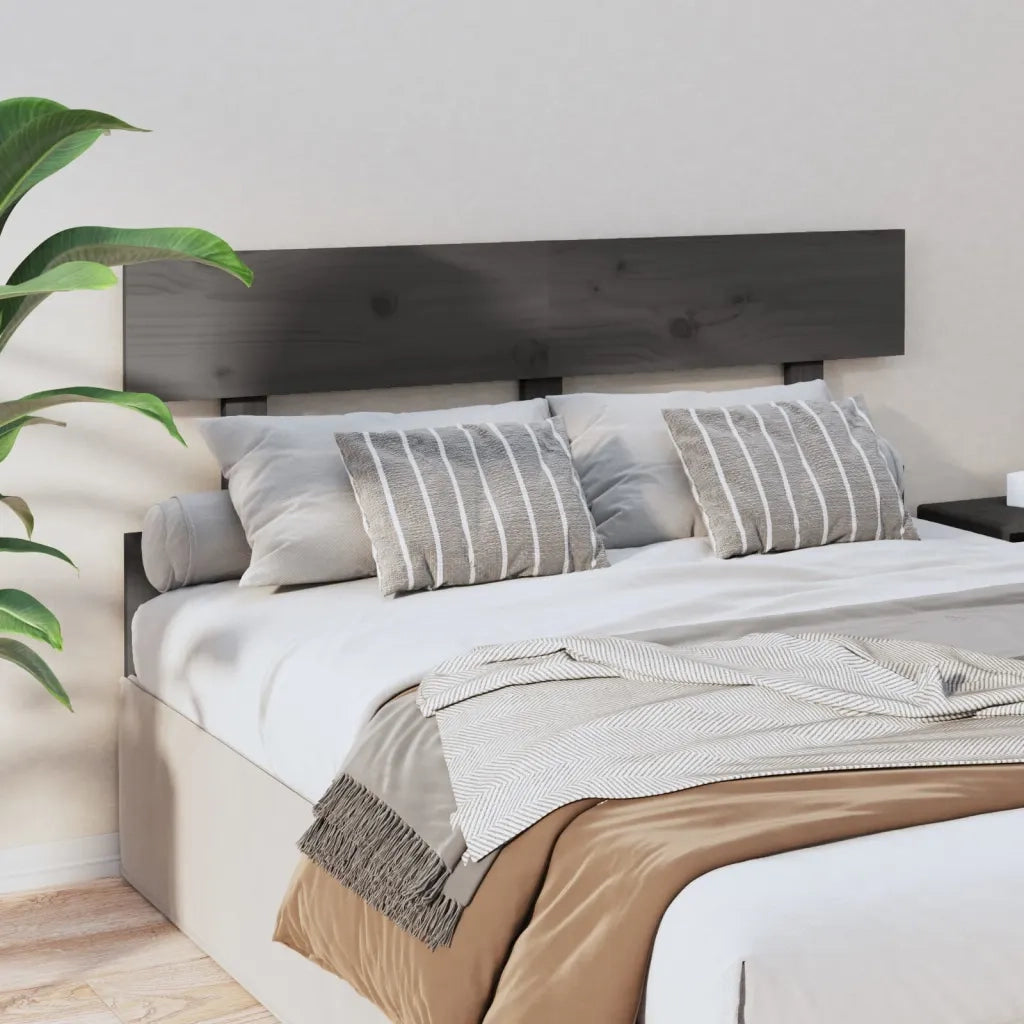 Testiera per Letto Grigia 124x3x81 cm in Legno Massello di Pino 819062