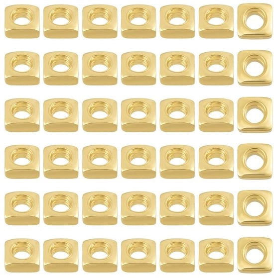 Raccordi per collane a distanza 200 pezzi - 925 Sterlino Argento - Quadrate d'oro - Per creare gioielli - 1,5 x 1,5 x 0,7 mm - Incluso panno di polimento - Raccordi per collane