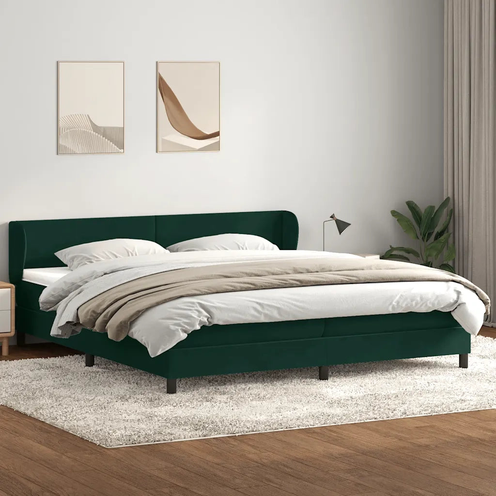 Giroletto a Molle con Materassi Verde Scuro 180x220 cm Velluto 3317412