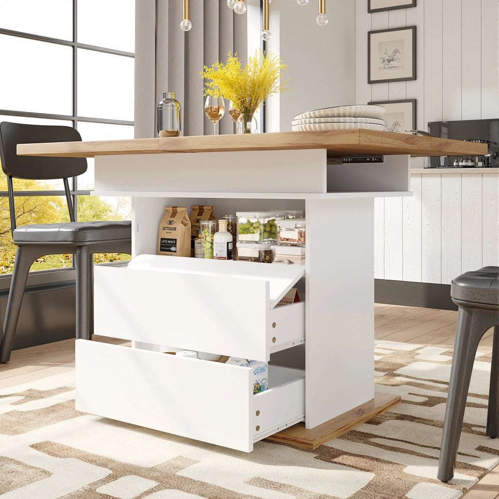 TAVOLO DA PRANZO ALLUNGABILE 110-140x80 cm MDF BIANCO/NATURALE