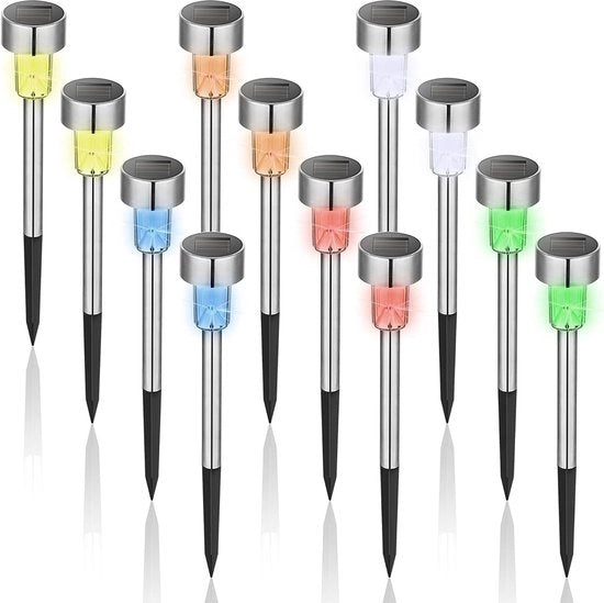 Illuminazione Solare LED per Giardino (12 pezzi) - Cambia Colore - Impermeabile Illuminazione Esterna