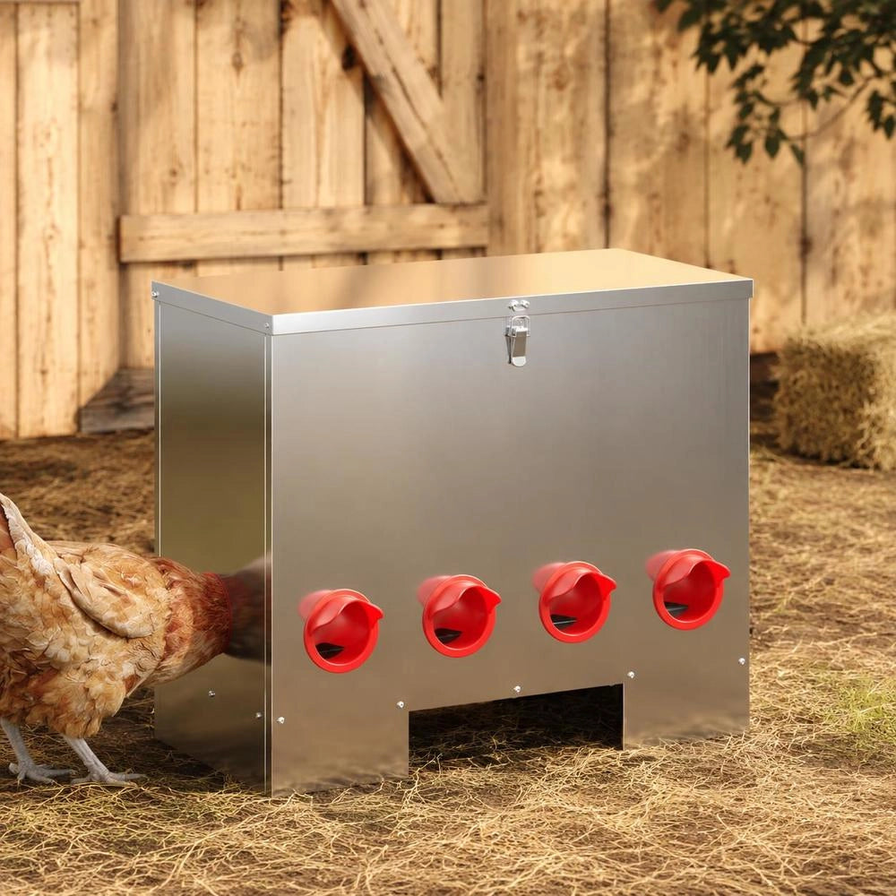 Feeder Per Pollo 2 Argento 60.5 X 29 X 51 Cm 25 Kg