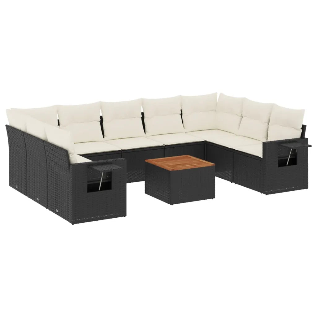 Set Divani da Giardino 10pz con Cuscini in Polyrattan Nerocod mxl 89191