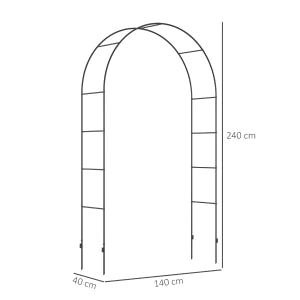 Arco da giardino in metallo nero 140 x 40 x 240 cm