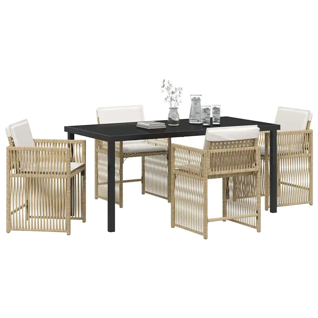 Set da Pranzo per Giardino 5 pcs Beige polyrattan 3380787
