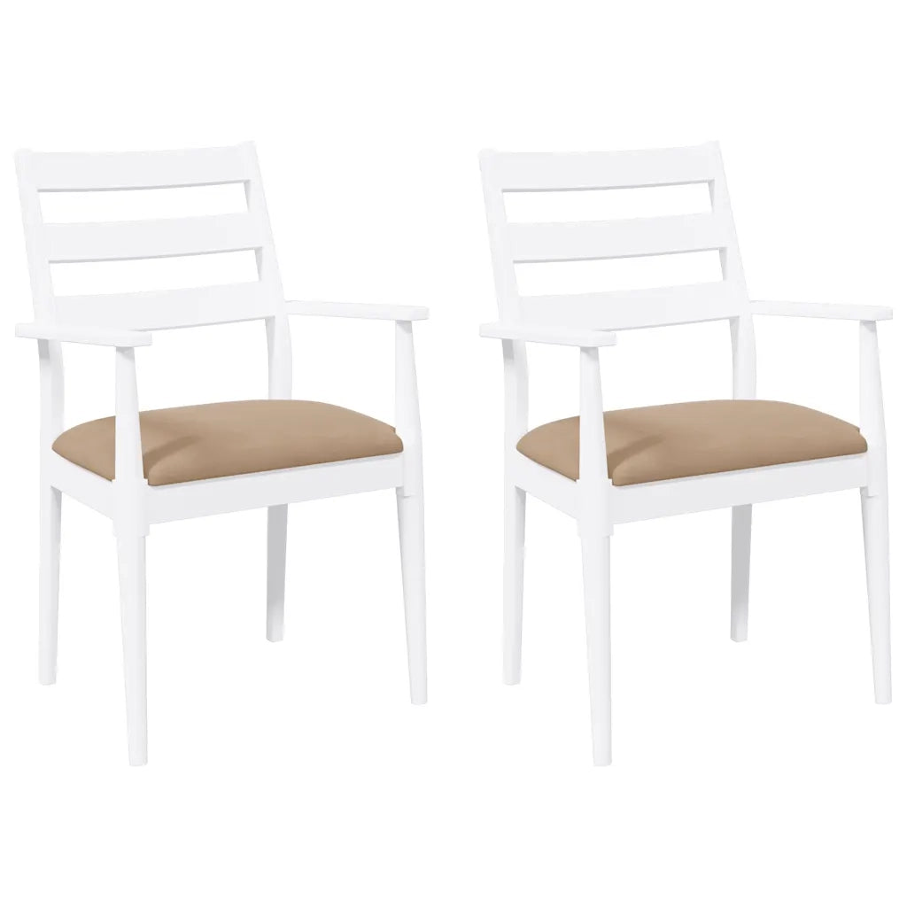 Sedie da Pranzo con Cuscini 2 pz Bianco Legno Massello di Hevea 4102475