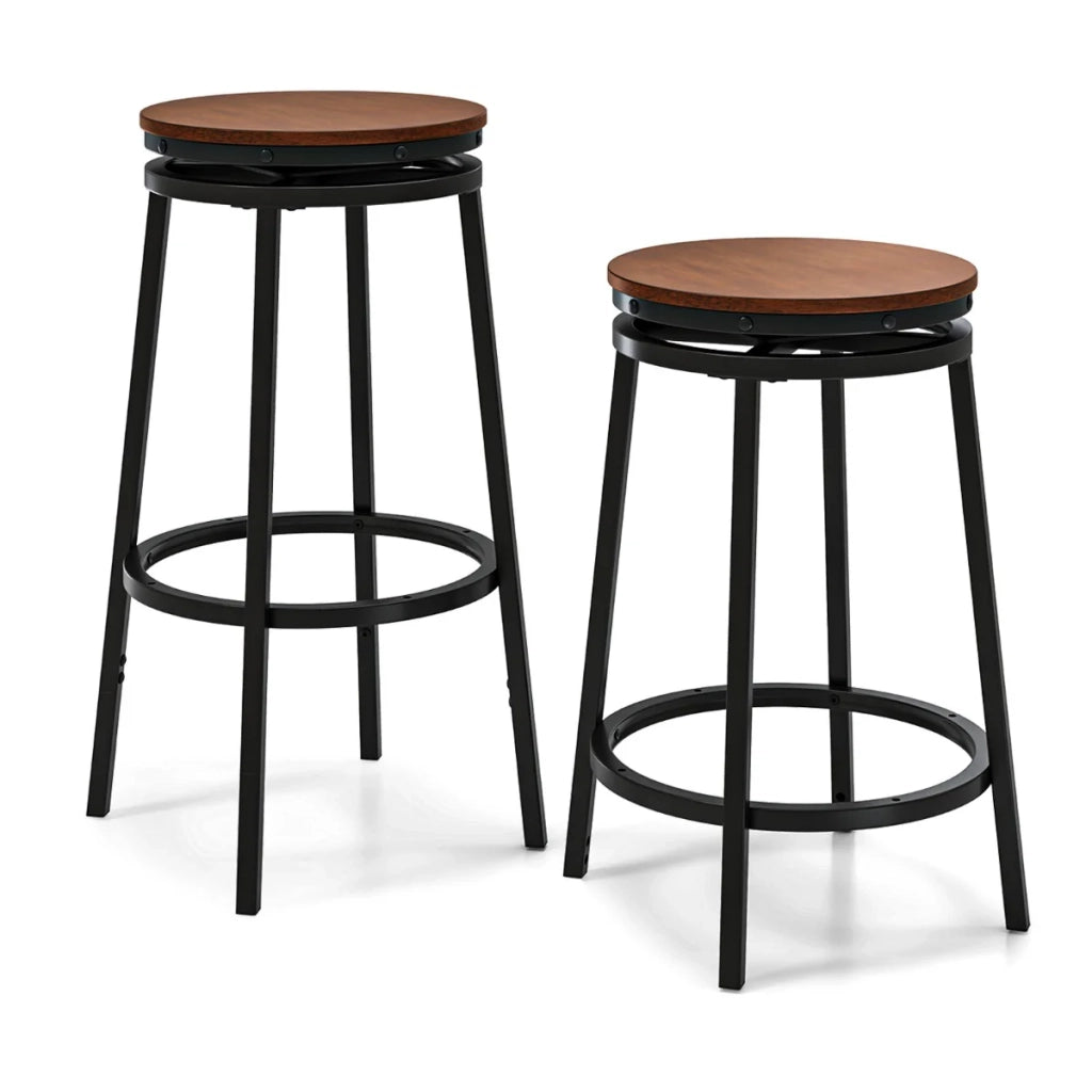 Set di 2 sgabelli da bar girevoli a 360° regolabili 36 x 36 x 74/61 cm design moderno in metallo marrone rustico 20_0013584