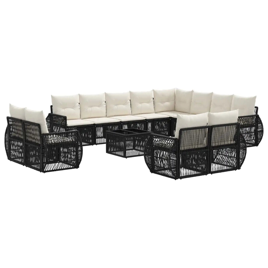 Set Divano da Giardino 13 pcs Nero e Bianco Crema polyrattan 3435595