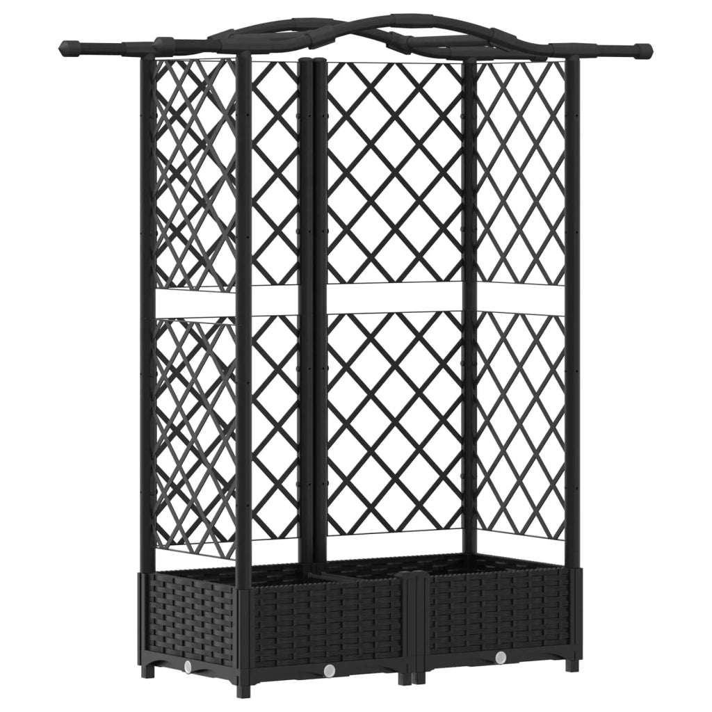 Letto Rialzato con Griglia e Tetto Nero 124 x 40 x 126 cm PP 42032533