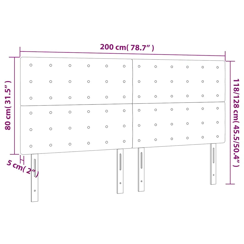 Testiera | Testata Blu Scuro 200x5x118/128 cm Velluto