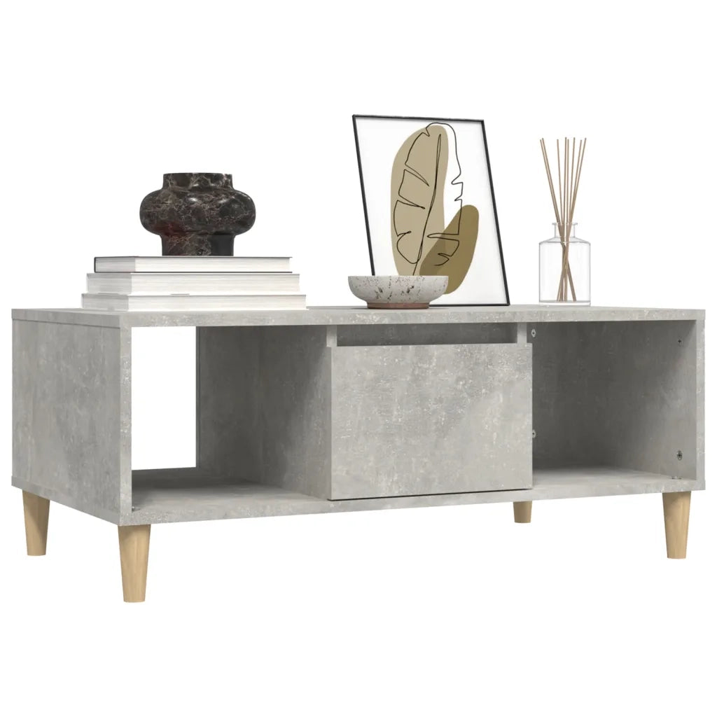 Tavolino Salotto Grigio Cemento 90x50x36,5 cm Legno Multistrato 821064