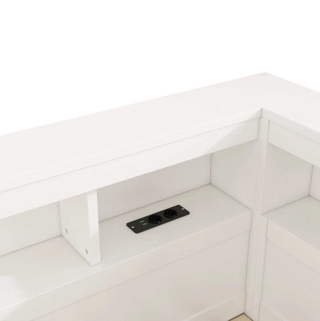 Letto da giorno 140x190 cm con vano laterale, prese e USB, bianco