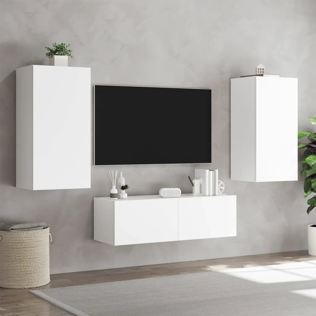 Mobili TV a Muro 3pz con Luci LED Bianchi 3216874